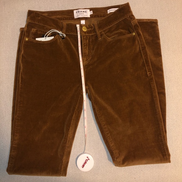 ‼️SOLD‼️ Frame | Le Velveteen Camel Skinny Pants Size: 24 NWT - Picture 3 of 15
